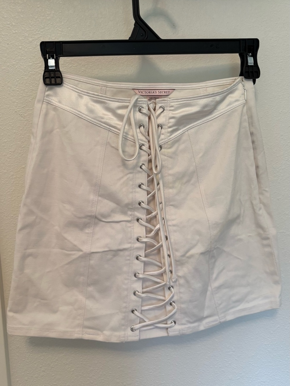 Victoria's Secret White Lace-Up Front Mini Skirt